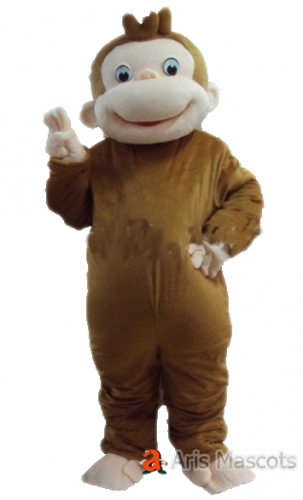 Costume Monkey Adult Mascot Outfit-Full Body Plush Monkey Suit for Outdoors Events