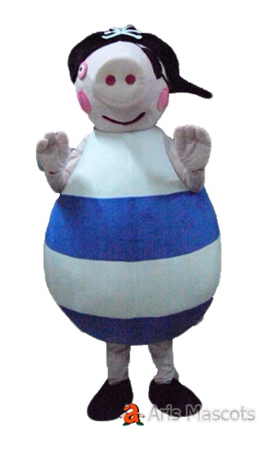 Pirate Pig Mascot Costume with Round Body-Piglet Adult Fancy Dress