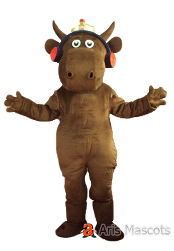 Full Body Mascot Costumes Hippo with Earphone-Hippo Adult Plush Suit