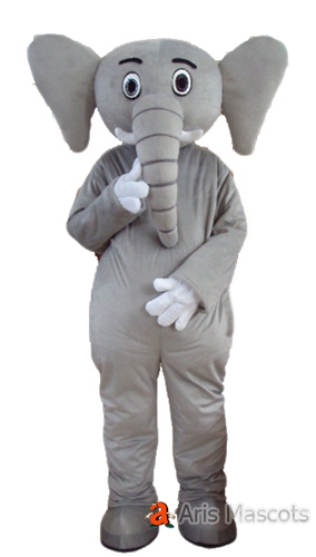 Realistic Elephant Mascot Costume Adult Full Body Outfit-Grey Elephant Dress up