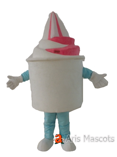 White Ice Cream Mascot Costume Adult Full Fancy Dress Mascots for Outdoors Brands Marketing
