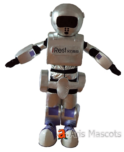 Giant grey Robot Mascot Costume, Full Body Fancy Dress. Robot Suit