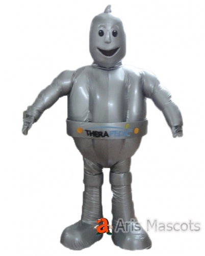 Giant grey Robot Mascot Costume, Full Body Fancy Dress. Robot Suit