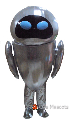 Mascot Metallic Gray Robot with blue eyes，Giant Full Body Mascot Robot Adult Costume