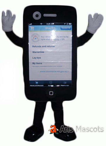 Mascot mobile phone touch black giant Cellphone Adult Fancy Dress