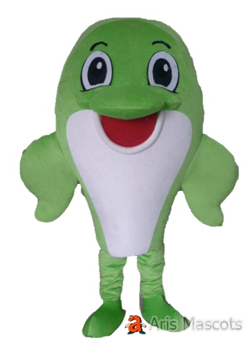 Big Dolphin Mascot Costume with Happy Face, Adult Full Dolphin Fancy Dress