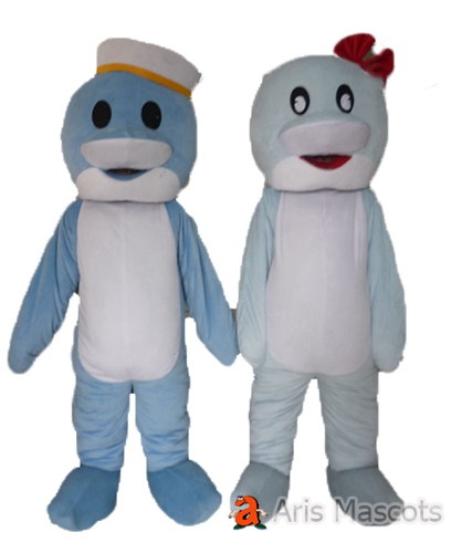 Couple of Dolphin Mascot for Adults, Ocean Animal Dolphin Suit