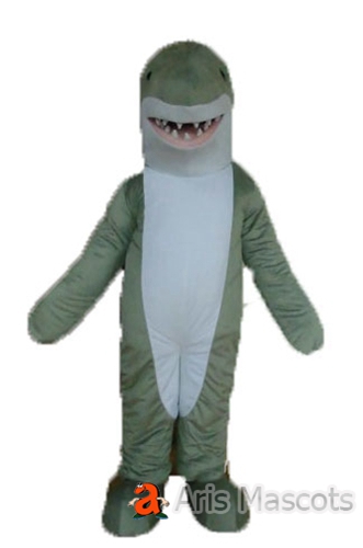 Grey and White Shark Mascot Costume, Scary Shark Adult Fancy Dress