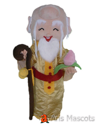 Chinese Three Gods of Fortune, Prosperity and Longevity Mascot Costume Full Body Adult Suit for New Year Events