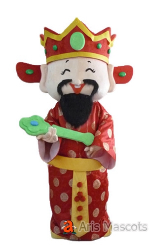 Chinese Three Gods of Fortune, Prosperity and Longevity Mascot Costume Full Body Adult Suit for New Year Events