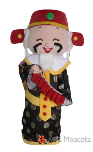 Chinese Three Gods of Fortune, Prosperity and Longevity Mascot Costume Full Body Adult Suit for New Year Events