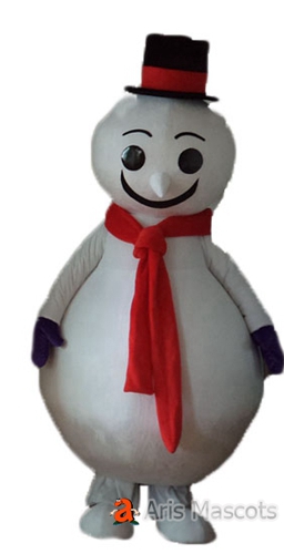 Giant Mascot Snowman Costume with red Scarf for Adults, Snowman Cosplay Dress for Events