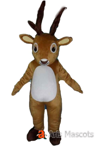 Mascot Brown and White Reindeer Costume Full Plush Suit for Adults