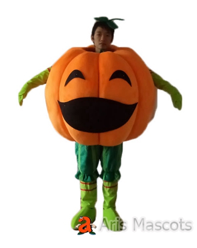 Pumpkin mascot, orange and green Giant Cosplay Pumpkin Halloween Suit