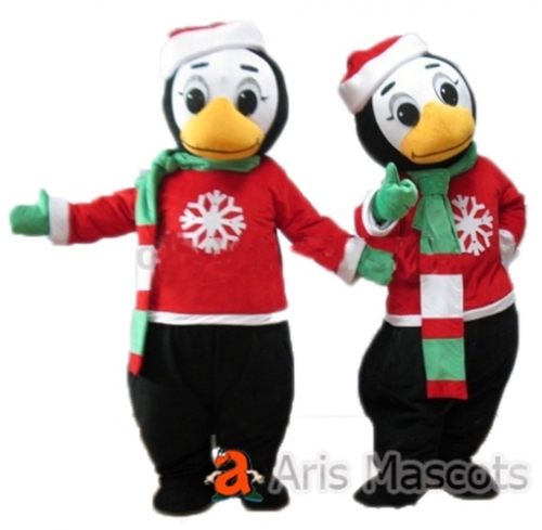 Penguin in Santa Suit Xmas Penguin Outdoor Christmas Penguins Lovely Adult Size Full Mascot Penguin Christmas Costume