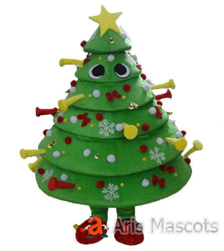 Giant Christmas Tree Mascot Costume For Events, Full Cosplay Suit Xmas Tree
