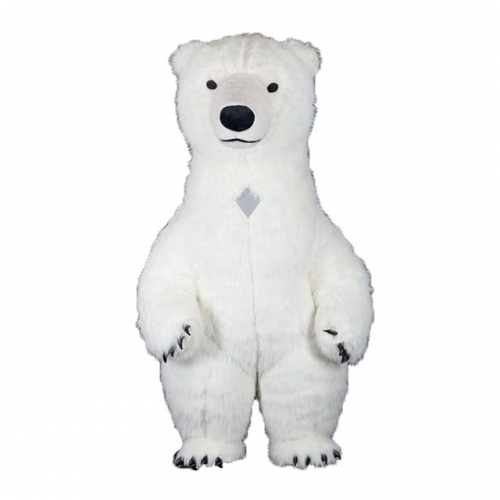 Giant Polar Bear Mascot Costume Inflatable Suit Blow Up Suit Full Body Plush Fursuit Carnival Fancy Dress