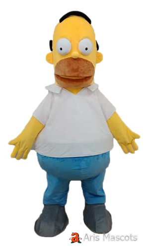 Adult Size Homer Simpson Mascot Costume Full Body Plush Suit Fancy Dress Cartoon Mascots Carnival Costumes Simpson Character