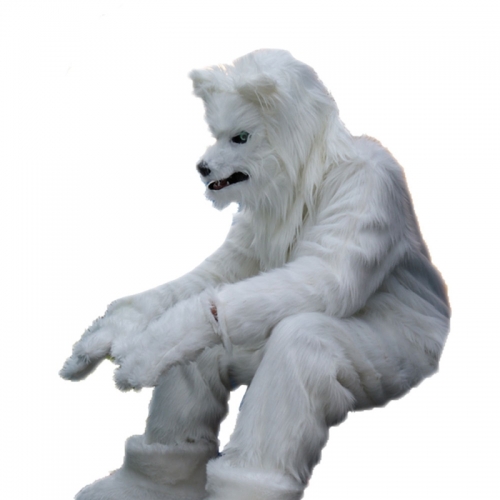 Real Life White Wolf Mascot Costume Full Body Realistic Wolf  Fancy Dress Adult Size Carnival Costumes