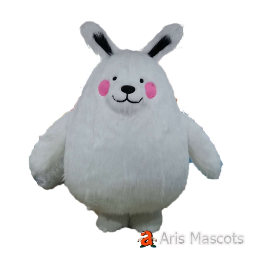 2m Giant Inflatable Rabbit Mascot Costume Full Body Adult Size Long Plush Hair Rabbit Blow Up Outfit