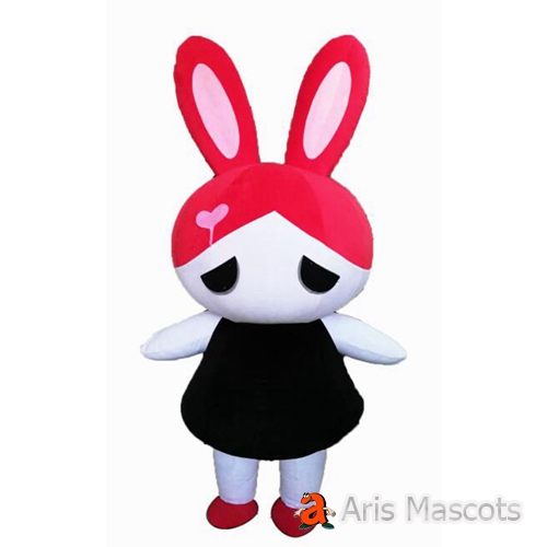 2m 6ft Black and White Rabbit Inflatable Costume Full Mascot Adult Size Outfit Funny Plush Fursuit Carnival Fancy Dress