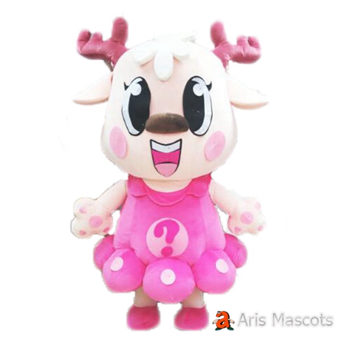 2m 6ft Inflatable Girl Reindeer Mascot Costume Full Body Adult Size Blow up Suit Carnival Costumes for Festivals