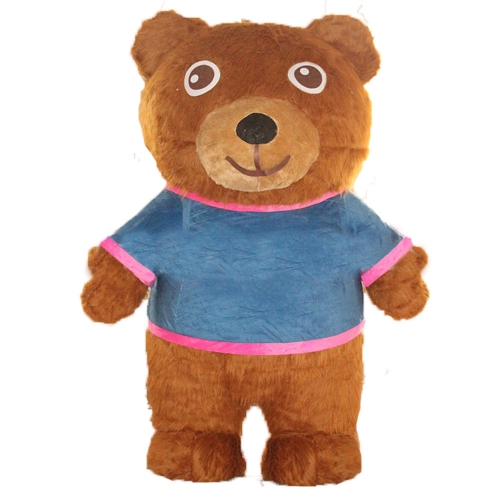 2m/6ft Giant Bear Inflatable Costume with Blue Shirt for Brands Marketing, Adults Huge Bear Blow Up Fancy Dress For Festivals, Parades