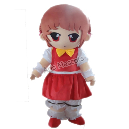 Beautiful Girl Mascot Costume Full Plush Suit for Marketing, Adults Girl Fancy Dress