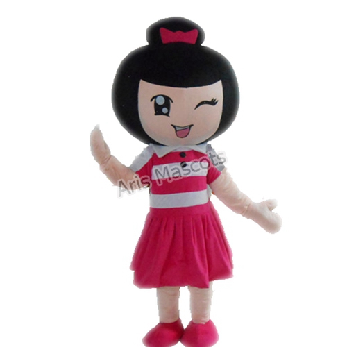 Girl Mascot Costume Full Body Fancy Dress, Adults Girl Plush Suit