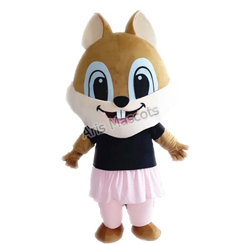 Lovely Girl Squirrel Costume with Pink Skirt Adult Chipmunk Full Mascot Animal Character Suit