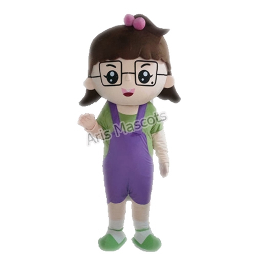 Girl Mascot Costume with Glasses-Custom People Character Mascots