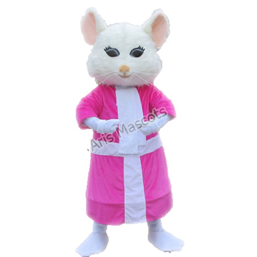Adult White Cat Mascot Costume with Pink Dress -Cosplay Cat Suit