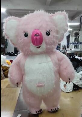 2m/2.6m/3m (6ft / 8ft / 10ft) Inflatable Pink Koala Costume for Events, Adults Giant Koala Blow Up Dress Full Mascot Suit