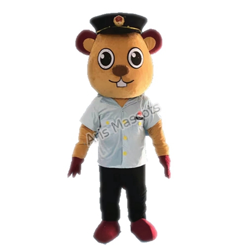 Smile Squirrel Cosplay Costume Adult Plush Fur Suit with Policeman Cat