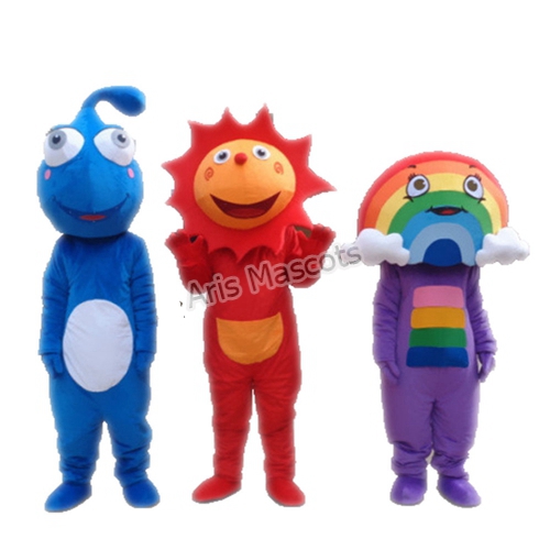 Cosplay Rainbow, Waterdrop and Sun Mascot Costume Adult Full Fur Plush Suit