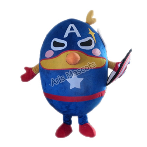 Adults Penguin Mascot with Captain America Outfit