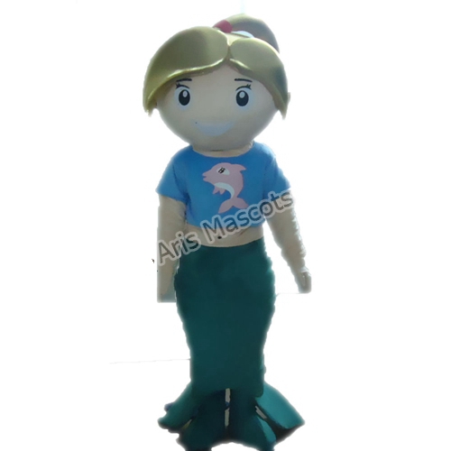 Mermaid Mascot Costume with Gold Hair Adult Funny Costumes and Mascots-Mascotte de sirène