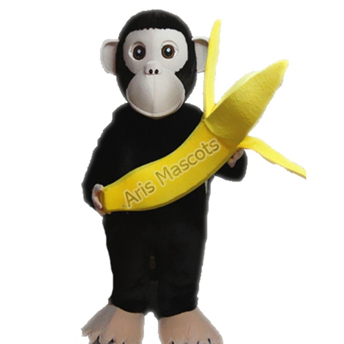 Lovely Gorilla Cosplay Dress with Bananas for Stage Adult Full Plush Mascot Fur Chimpanzee Suit