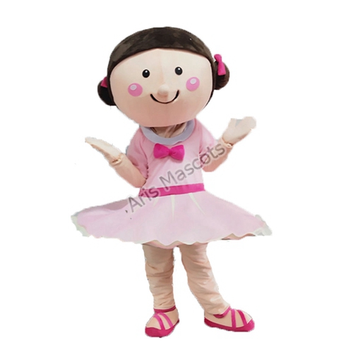 Cute Ballerina Girl Costume Full Mascot Suit with Tutu Dress