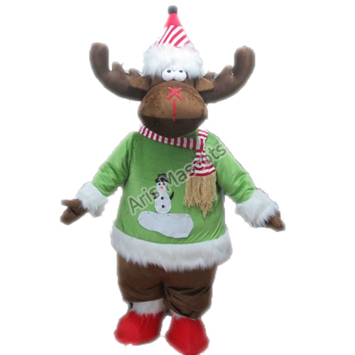 Fancy Moose Mascot Costume for Christmas Events Xmas Reindeer Adult Suit