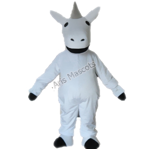 White Unicorn Mascot Costume Funny Fancy Dress for Stage Mascotte de cheval