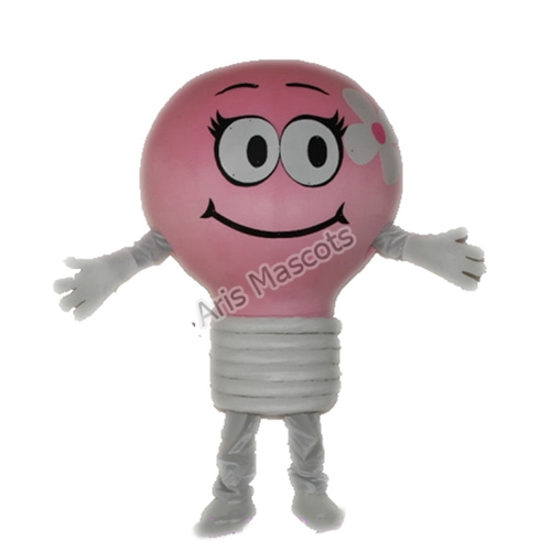 Pink Bulb Mascot Costume Full Plush Fur Suit Mascotte de l'ampoule
