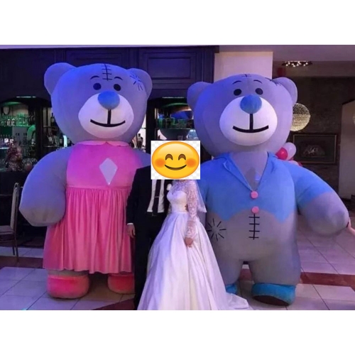 2.6m Inflatable Couple of Wedding Bear Costume Adult Fancy Dress Up