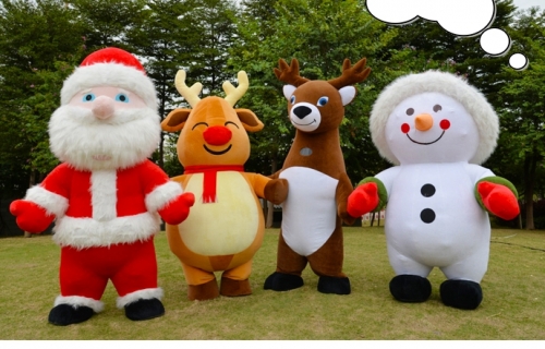 2m/2.6m(6ft/8ft) Inflatable Santa Clause Costume Snowman Blow Up Suit  Full Mascot Reindeer and Moose Fancy Dress for Christmas Events