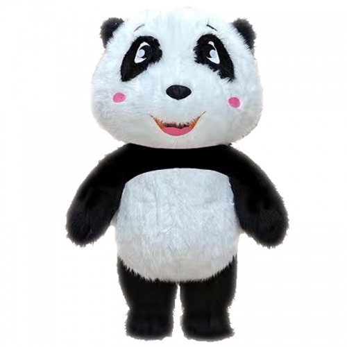 2m  Adult Inflatable Panda Costume Full Body Plush Fur Mascot , 6ft Panda Blow Up Suit for Entertainment