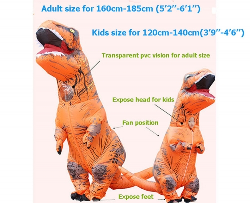 Multiple Colors Inflatable Dinosaur Costume for Children Full Body Kids Size Dinosaur Blow Up Dress
