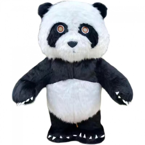 2m/2.6m (6ft/8ft) Adult Panda Blow Up Costume High Quality Mascot Inflatable Panda Fur Plush Suit for Events