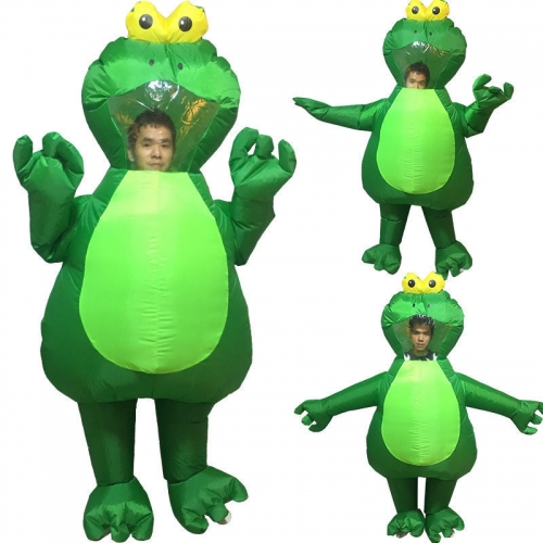 Inflatable Frog Cosplay Dress Adult Full Body Frog Blow Up Costume for Stages and Marketing