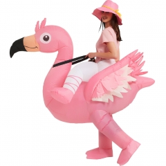 Beautiful Adult Riding Flamingo Inflatable Costume , Flamingo Blow Up Cosplay Dress for Events and Advertising