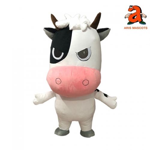 Adult Inflated Cow Cosplay Costume FULL BODY Mascot Suit Animal Character Fancy Dress Brands Marketing Blow Up Suit